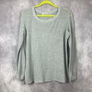 Michael Stars‎ Shirt Womens One Size Open Knit Mesh Long Sleeve Top Gray
